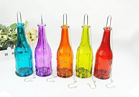 Odishabazaar Glass Bottles Shaped Candle Holder Stand 5pc
