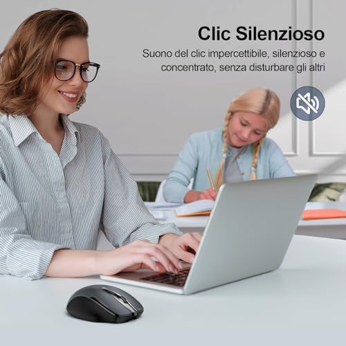 TECKNET Rechargeable Bluetooth Mouse, Multi-Device Silent Wireless Mouse (Tri-Mode: BT 5.0/3.0 + 2.4G), 4800 DPI, Ergonomic, Portable for Laptops, Mac OS, Android, Windows
