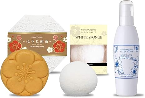 Amazon 京のお茶石鹸 ほうじ煎茶1g ホワイトスポンジ プレミアムベストウォーターシルバーag100ml スキンケア洗顔セット ブラックペイント Blackpaint 洗顔料 通販