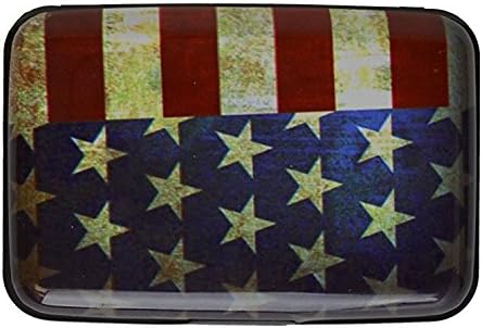 Indestructible Aluminum Wallet-Waterproof Business Id Credit Card Wallet Holder Aluminum Metal Case Box (Flag)