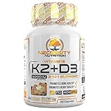 K2-D3 (MK-7) Vitamin Supplement 5000 IU Capsules Natural Calcium Absorption Non Gmo Easy Swallow Complex Vegetarian Formula Supports Strong Bone Health and Healthy Heart Plus Cholecalciferol