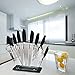 Stainless Steel Knife Set with Block - 13 Kitchen Knives Set Chef Knife Set with Knife Sharpener, 6 Steak Knives, Bonus Peeler Scissors Cheese Pizza Knife & Acrylic Stand - Best Cutlery Set Gift