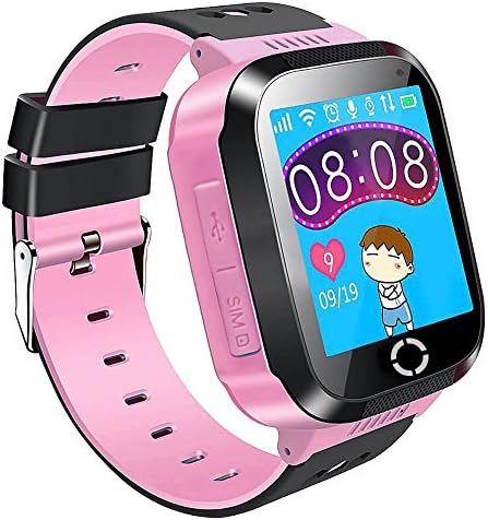 UKXHYUKXHY Intelligente Montre pour Enfant 1.44'' Écran tactile GPS Tracker Finder Anti-perdu SOS Appel Rapide Smart Téléphone Moniteur (Rose)