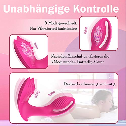Butterfly Vibrator für sie mit 9 Vibrationen Erotik Vibratoren Heizfunktion,G-Punkt und Klitoris simulation Sexspielzueg für Frauen mit Fernbedienung Rosa Moruioy