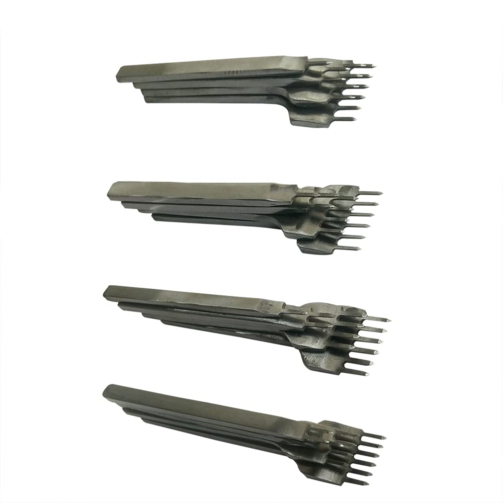 Lotatheta 1+2+4+6 Prong Graving Leather Craft Tools Hole Lacing Punch Chisel DIY Stitching Tool Set 3,4,5,6 MM (5 mm)