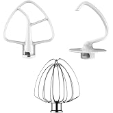 FOKIEE Mixer Attachments for KitchenAid 5QT Tilt-Head Mixer, 3 PCS | For KitchenAid 4.5/5 Quart Tilt-Head Mixer, K45WW K45DH K45B Replacement, Dishwasher Safe, Mixer/Machine NOT Included