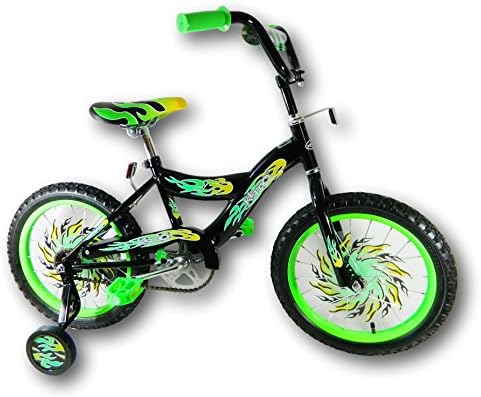 Kids Children 16" Kismo Girl's Boy's Training Wheels Bicycle Bike For Age 4-8 (Black/Green)