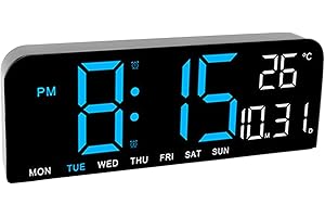 Digital Alarm Clock, Large LED Display with Temperature Dual Alarm Clock Adjustable Brightness for Bedroom Office Dorm Room T