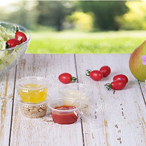 [500 sets 2oz] Disposable Plastic Souffle / Portion Cups with Lids