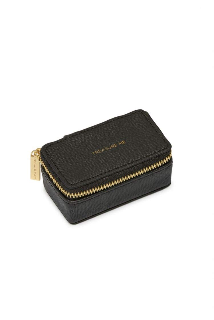 Estella Bartlett Black Faux Leather Tiny Jewellery Box Travel Storage Case for Rings, Earrings & Necklaces