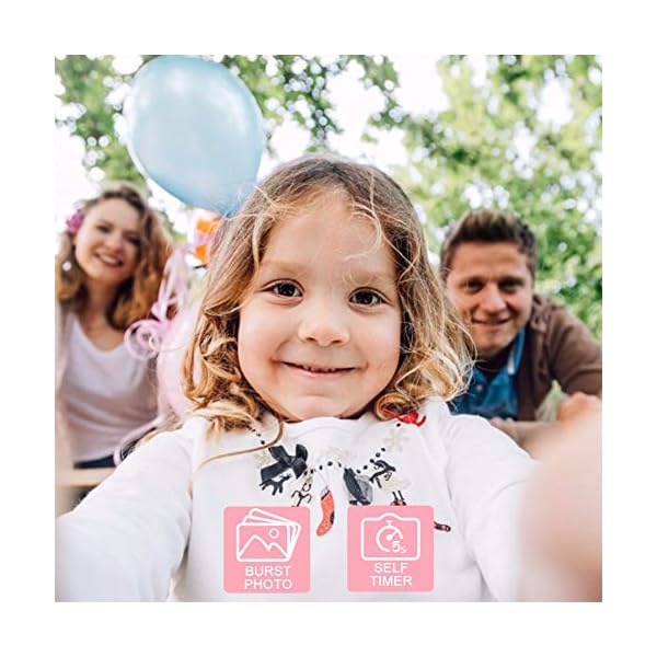 Kinderkamera - Digitalkamera, mit 3,5-Zoll-Großbildschirm 1080P HD 12MP Eingebaute 32GB SD-Karte USB Wiederaufladbare Selfie Kamera für 3-10 Jahre Alter Mädchen Geburtstag Kinder Spielzeug, Rosa – Bild 5