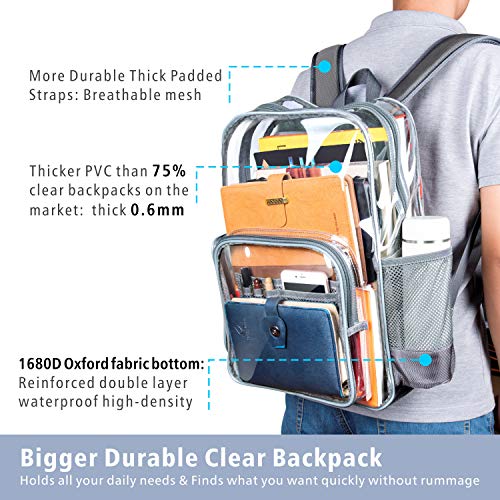 Clear Backpack, Packism Thick 0.6mm Heavy Duty Clear Backpack for