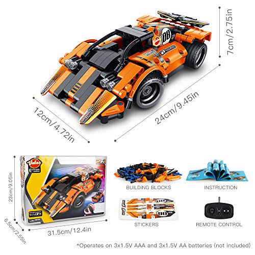 VATOS STEM Building Toys for Kids 2in1 Tech Remote Control Car Building Kits RC Racing
