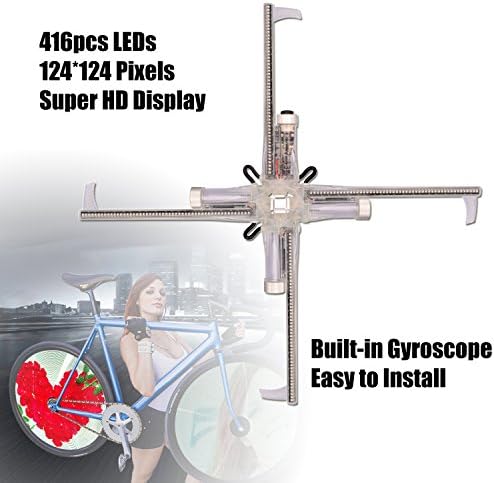 NEWBRELLAs Bicycle Spoke Bike Wheel LED Light - 416pcs LEDs 124124 High Resolution Display - Built-in Gyroscope, Easy to Install