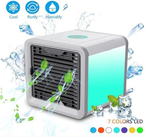 BaiMoon Personal Space Air Cooler, 3 in 1 USB Mini Portable Air Conditioner, Humidifier, Purifier and 7 Colors Nightstand, Desktop Cooling Fan for Office Home Outdoor Travel
