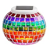 Solar Lights, New Arrival Color Changing Solar Powered Mosaic Glass Ball Led Garden Lights, EGRD Rechargeable Solar Table Lights, Outdoor Waterproof Solar Night Lights Table Lamps for Decorations Gift