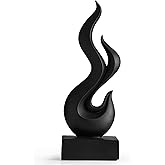 Modern Abstract Art Table Decoration, Gold Decor Flame Statue for Living Room Home, Black Shelf Decor Accents, Abstract Art Resin Sculpture for Dining Room, Office & Coffee Table Centerpiece (Black)