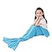 Roluck Mermaid Tail Blanket Handmade Warm Keeper Autumn Winter Blanket for Girls (Blue)