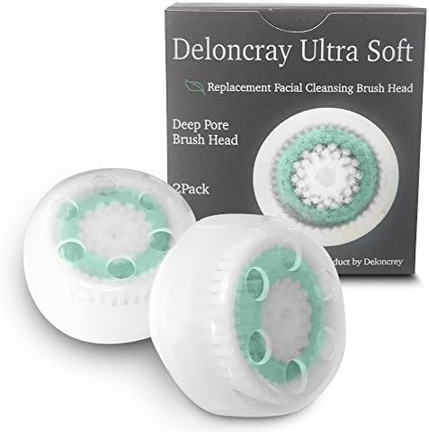 Ultra-Soft Facial Brush Head Replacement by DELONCRAY - Compatible with Clarisonic Devices - Cleansing Brush - Soft Skin at a Refreshing Price - 2 Pack