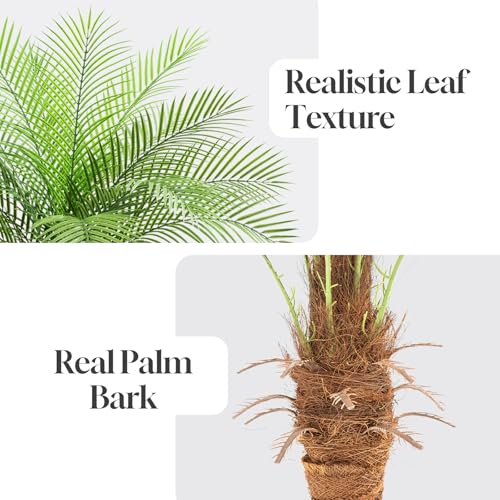 ZEEOZE 210 cm Artificial Palm Tree Phoenix High Artificial Palm Trees with 15 Adjustable Leaves Faux Phoenix Palm Trees for Outdoor Terrace, Swimming Pool, Home Office, Living Room, Garden (2 Pieces