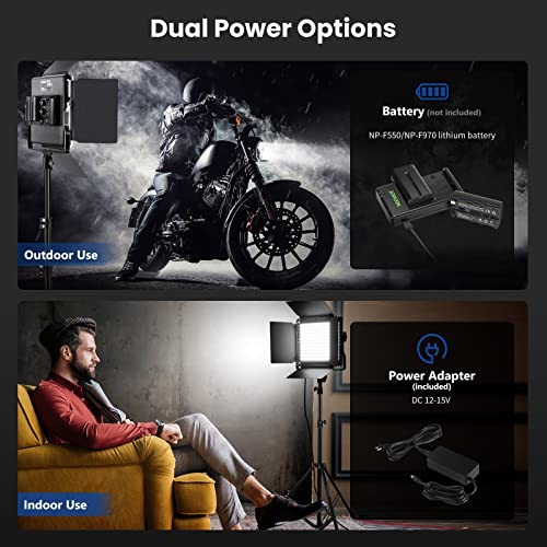 NEEWER 2 Pack BiColor 660 LED Video Luz y Soporte Kit: 3200-5600K CRI 96+ Dimmable Con U Bracket y Barndoor, (2) 75 Inches Soporte Para Fotografía de Estudio, Grabación de Vídeo (Negro)