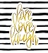 Ambesonne Live Laugh Love Duvet Cover Set, Romantic Design Hand Drawn Stripes and Calligraphic Text Print, Decorative 3 Piece Bedding Set with 2 Pillow Shams, Queen Size, Yellow White