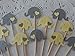 Light Yellow and Grey Elephant Cupcake Toppers - Yellow and Gray Elephants - Baby Shower Appetizer Picks - Gender Neutral Shower - (Set of 12)