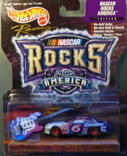 Hot Wheels Racing - "NASCAR Rocks" - 1999 - Mark Martin - No. 6 Valvoline Ford Taurus - 1:64 Scale Collectible Replica Die Cast Race Car and Guitar