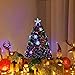 Goplus 3ft Pre-Lit Fiber Optic Christmas Tree for Tabletop, Small Mini Artificial Xmas Full Tree with Colorful Snowflake LED Lights, 85 Branch Tips, for Office Home Holiday Decor