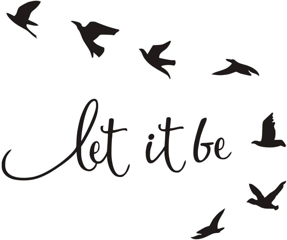 IARTTOP Let It Be Wall Decal Flying Birds Wall Decals Music Room Inspirational Art Decoration Lettering Stickers Home Decor,Black