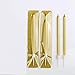 Astra Gourmet 12 Count Party Long Thin Metallic Birthday Candles in Holders for Birthday Cakes Decorations, Gold