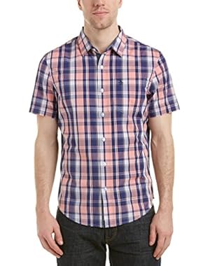 Mens Woven Shirt, M, Blue