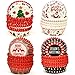 Gift Boutique 500 Pieces Christmas Cupcake Liners Muffin Colorful Paper Disposable Holders, Standard Size Ideal for Holiday Decor and Parties Christmas Theme Party Decorations, 4 Designed Wrappers