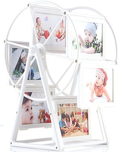 Kglobal 5Inch Photo Frame Rotating Ferris Wheel Windmill Shape 12 photos Christmas Wedding Gifts Home Art Decor (White)