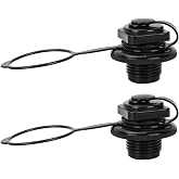 24mm Inflatable Boat Air Valve, One-Way Inflation Boston Valve Replacement | 2PCS Threaded Durable ABS Spiral Air Plug Cap for Inflatable Raft, Kayak, Towable Tube, Air Mattress
