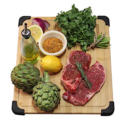 Extra Large Premium Organic Bamboo Kitchen Cutting Board & Chopping Board with Juice Groove, Non-Slip Bamboo Cutting Board & Serving Platter for Meats (Butcher Block), Cheeses, Vegetables - Heavy Duty - Thumbnail 4