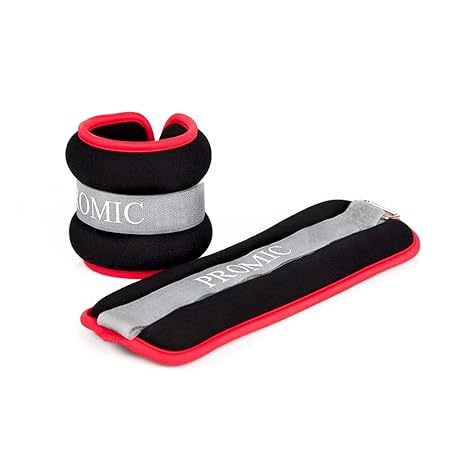 PROMIC Gewichtsmanschetten für Hand- und Fußgelenke, Rot/Grau/Schwarz, Neoprene/Polyester, 2er Set, 2x0,5kg - 2X 2kg