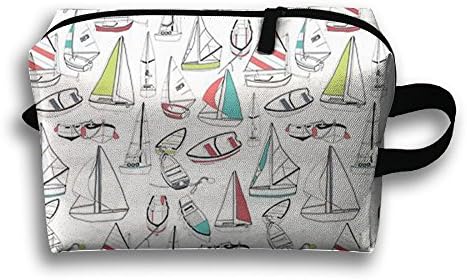 Sailboat Ocean Travel Cosmetic Bag For Women High School Studentcasual Cosmetic Pouch Activities Storage Pouch Bag