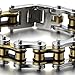 COOLSTEELANDBEYOND Heavy and Study Mens Fancy Bike Chain Bracelet Stainless Steel Silver Gold Black Tri-tone High Polished