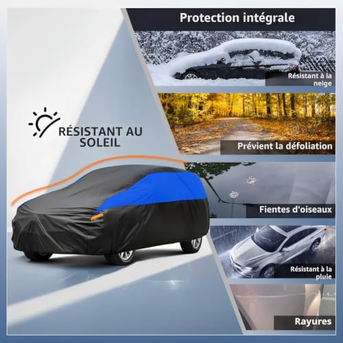 Gunhyi Breathable and Waterproof Outdoor Car Cover for All Weather, Anti-UV Protection Against Dust, Rain, Universal for Golf 308 Captur 1 Series Class A (415-450 cm) 2L