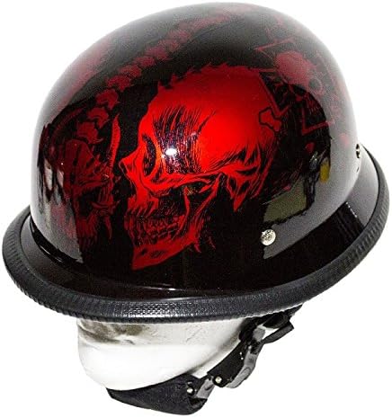 Burgundy Novelty Motorcycle Helmet Horned Skeletons (Size 2XL, XX-Large)