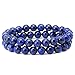 Qitian 8mm Afghanistan Lapis Lazuli Bracelet Blue Stone Beads Stretchy Strand Bracelets（2 pack）