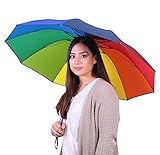 Inverted Rainbow Umbrella - Reverse Folding Non-Drip Design - Compact Travel Umbrella - Large Umbrella with Rainbow Canopy