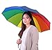 Inverted Rainbow Umbrella - Reverse Folding Non-Drip Design - Compact Travel Umbrella - Large Umbrella with Rainbow Canopy