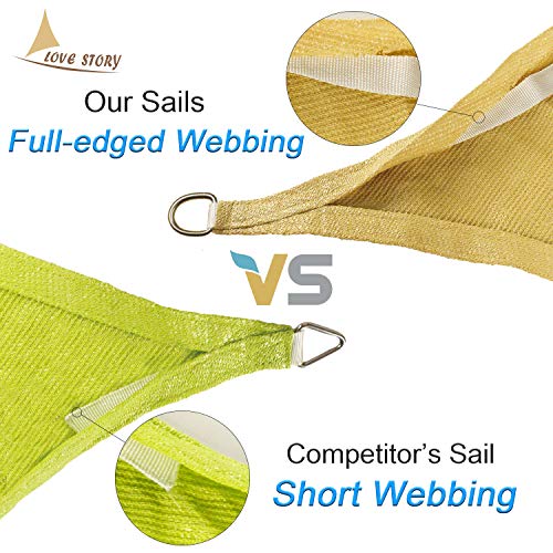 LOVE STORY Sonnensegel, 30 x 30 x 30 cm, dreieckig, Grau und Weiß, UV-Schutz, Markise für Außenbereich, Terrasse, Garten… – Bild 7