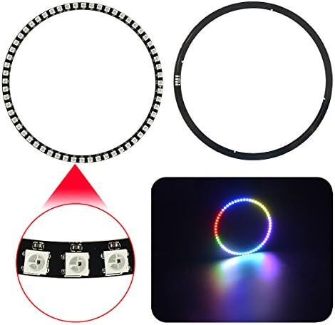 Yaqing Lighting WS2812B LED Ring 5050 Built-in RGB Driver For Arduino Integrated LED Lighting Ring DC5V(60 Pixels Ring)