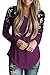 Astylish Women's Casual Long Sleeve Floral Print T-Shirts Striped Blouse Tops Purple XX-Large