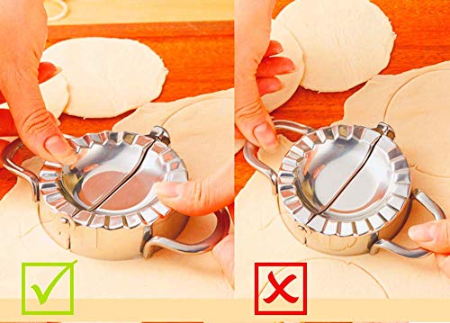 Dumpling Maker - Dumpling Press, 304 Stainless Steel Empanada Press, Easy-tool for Dumpling Wrapper Dough Stamp Cutter Pastry Pie Making By JY COOKMENT (9.5cm/3.75" Large)