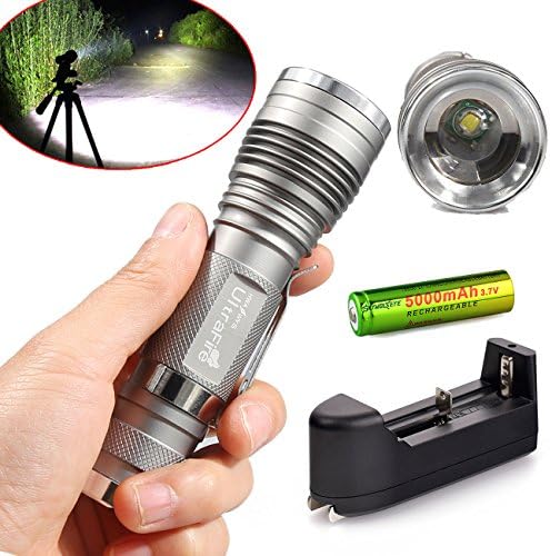 2000 lumens CREE XM-L T6 LED 18650 Zoomable Flashlight Torch with Battery and Charger