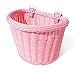 Colorbasket 02171 Front Handle Bar Junior Bike Basket, All-Weather, Water Resistant, Adjustable Leather Straps, Pink